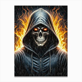 Hoodie Skull Burning Fire Stampe su tela