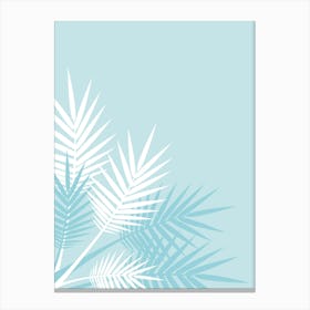 Palm Leaves On A Blue Background Canvas Print