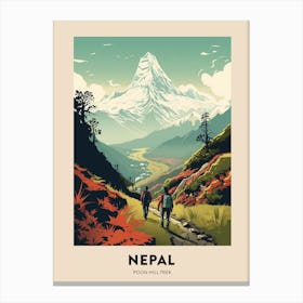 Poon Hill Trek Nepal 3 Vintage Hiking Travel Poster Canvas Print