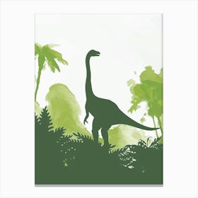 Gallimius Dinosaur Green Silhouette Canvas Print