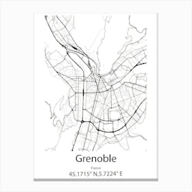 Grenoble,France Minimalist Map Canvas Print