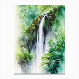Selvatura Park Waterfall, Costa Rica Water Colour  (1) Canvas Print