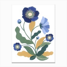 Wild Flower Blue Hellebore Botanical Painting Canvas Print