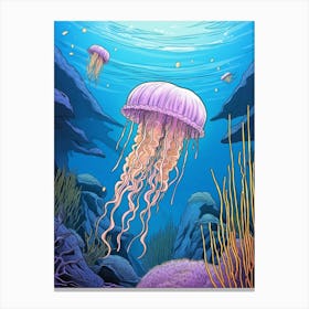 Sea Nettle Jellyfish Illustration 1 Canvas Print