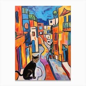 Painting Of A Cat In Rome Italy 2 Canvas Print