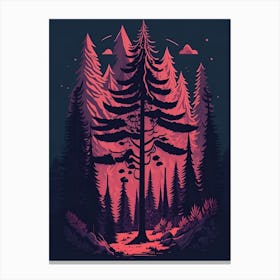 A Fantasy Forest At Night In Red Theme 26 Canvas Print