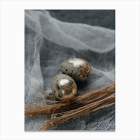 Two Gold Eggs On A Cloth Canvas Print