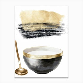 Gold And Black Bowl Canvas Print