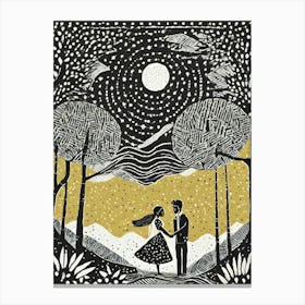 Couple In The Woods Canvas Print