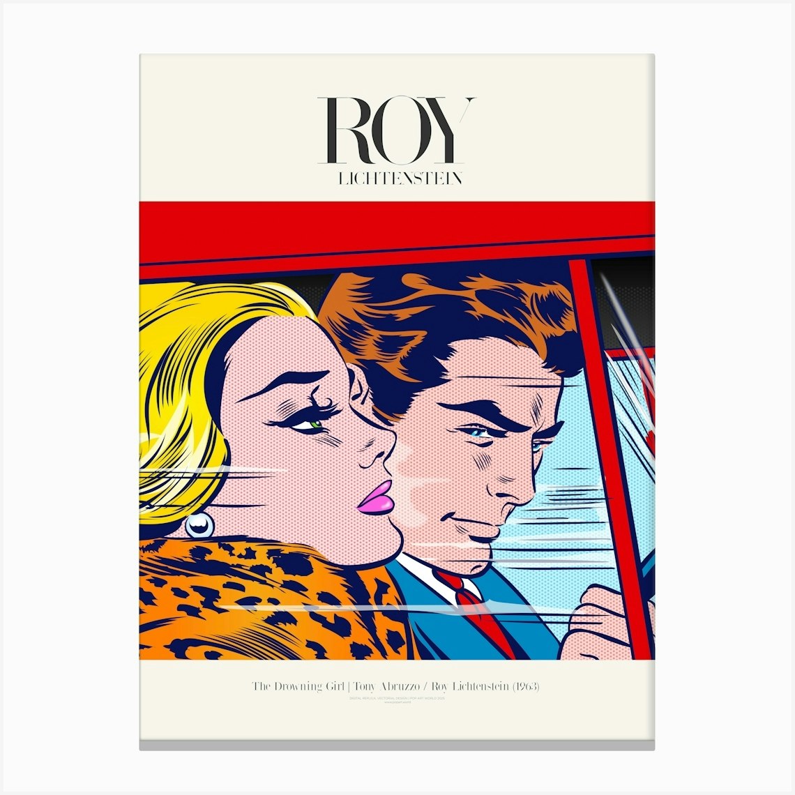 In The Car Poster |Roy Lichtenstein 1963 Canvas Print by POP ART WORLD