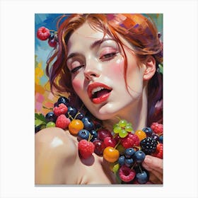 Woman With Berries Stampe su tela