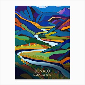 Denalo National Park Travel Poster Matisse Style 3 Canvas Print