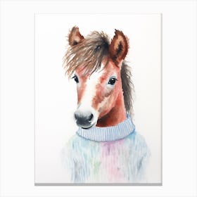 Baby Animal Watercolour Horse Canvas Print