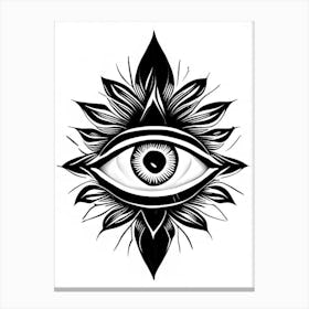 Chakra, Symbol, Third Eye Simple Black & White Illustration 1 Canvas Print
