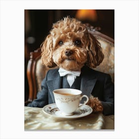 Cavapoo Having Afternoon Tea 3 Canvas Print