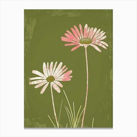 Pink & Green Oxeye Daisy Canvas Print
