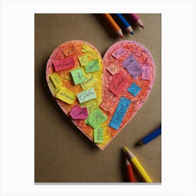 Heart With Crayons Canvas Print