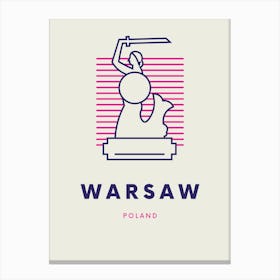 Navy And Pink Minimalistic Line Warsaw Canvas Print
