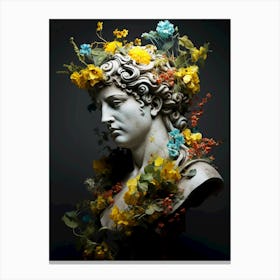 Ancient Greek statue with flowers Canvas Print