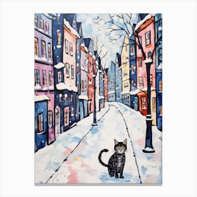 Cat In The Streets Of Munich   Germany With Snow 3 Canvas Print