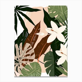 Tropical Leaves And Flowers 3 Canvas Print