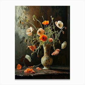 Baroque Floral Still Life Poppy 2 Canvas Print