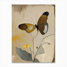 Butterfly And 1, Flowers Symbol Abstract Painting Canvas Print