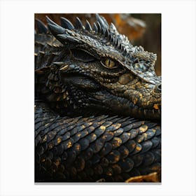 Earth Dragon Embodying A Large And Valiant King Wings Unfurling In A Display Of Strength Hide Imbu Canvas Print