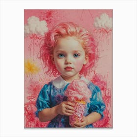 'Little Girl With Pink Hair' Canvas Print