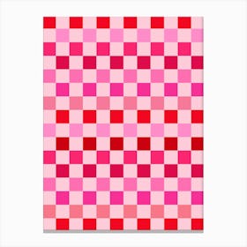 Pink And Red Checkerboard Canvas Print