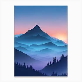 Misty Mountains Vertical Composition In Blue Tone 62 Canvas Print