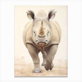 Rhino Walking Portrait 3 Canvas Print