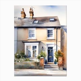 Watercolor Of A House in England Canvas Print