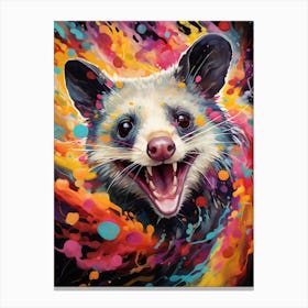 A Foraging Possum Vibrant Paint Splash 3 Canvas Print
