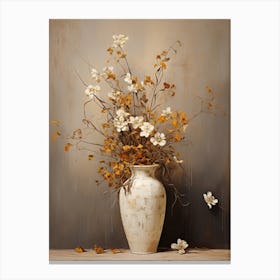 Forget Me Not, Autumn Fall Flowers Sitting In A White Vase, Farmhouse Style 2 Canvas Print