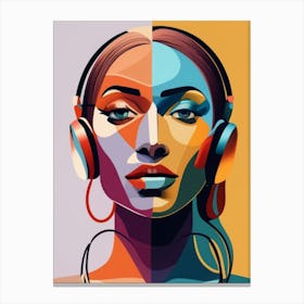 Colorful Woman With Headphones Canvas Print