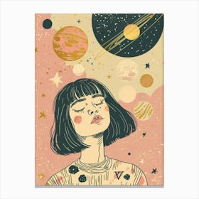 Girl In Space 3 Canvas Print