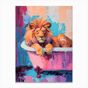 Lion In Bath Canvas Print