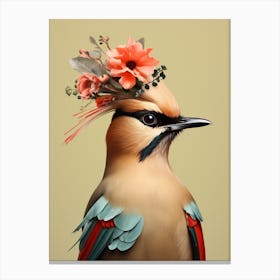 Bird With A Flower Crown Cedar Waxwing 3 Canvas Print