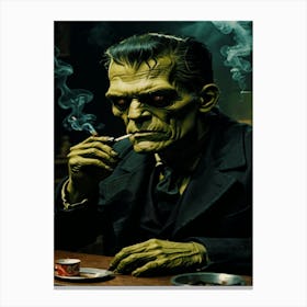 Smoking Frankenstein's Monster - Halloween Photo Canvas Print