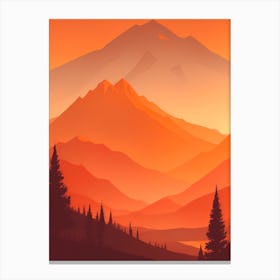 Misty Mountains Vertical Composition In Orange Tone 251 Canvas Print