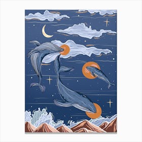 Fantasy Whale Starry Sky Illustration Canvas Print