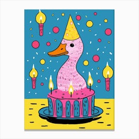 Blue Birthday Cake Duck 2 Canvas Print