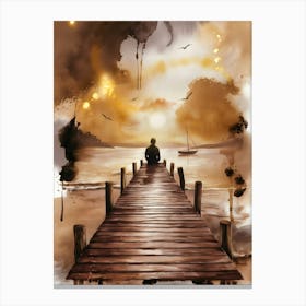 Man On A Pier Canvas Print