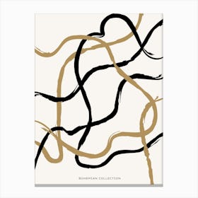 Black And Gold Brushstrokes Canvas Print