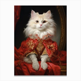 Cat In Red Medieval Clothing 3 Canvas Print