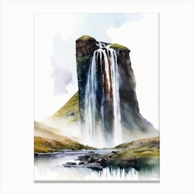 Kirkjufellsfoss, Iceland Water Colour  (1) Canvas Print