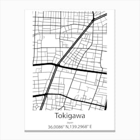 Tokigawa,Japan Minimalist Map Stampe su tela