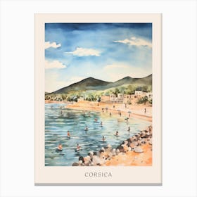 Swimming In Corsica France 3 Watercolour Poster Canvas Print