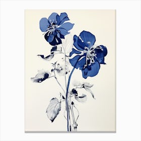 Blue Botanical Monkey Orchid Canvas Print